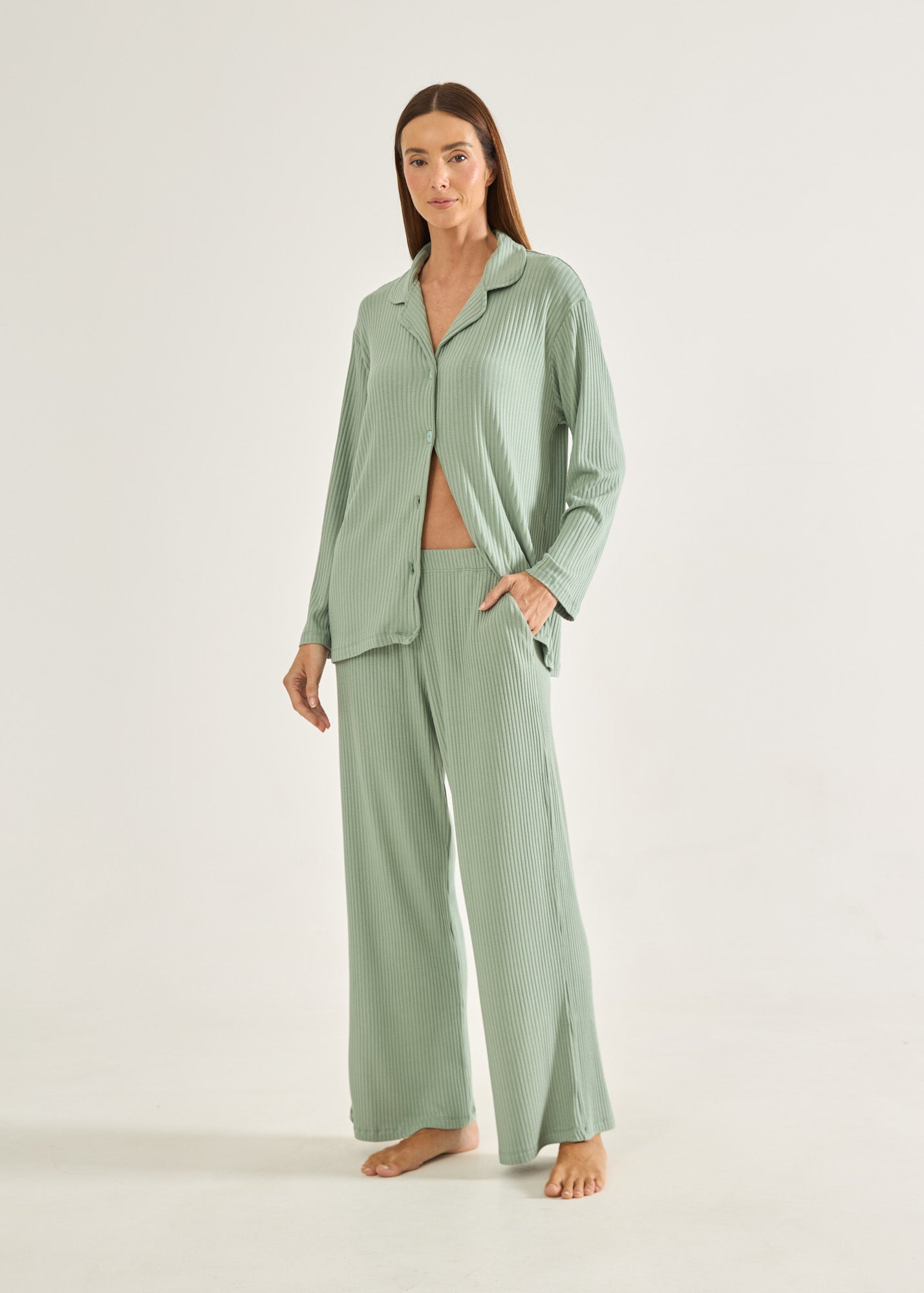 Pijama Longo Gisele Verde Chá