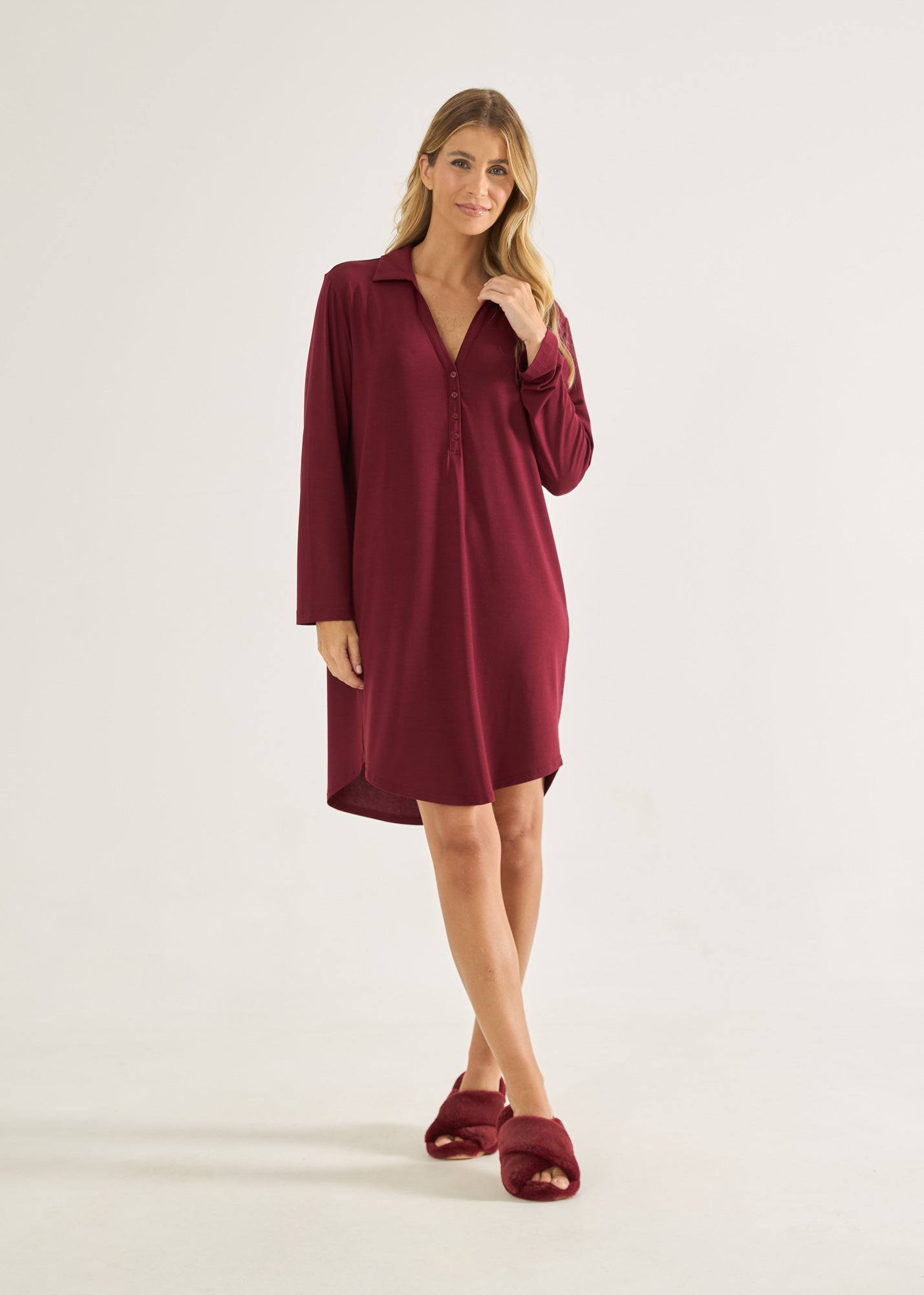 Camisola Mangas Longas Modal Bordeaux