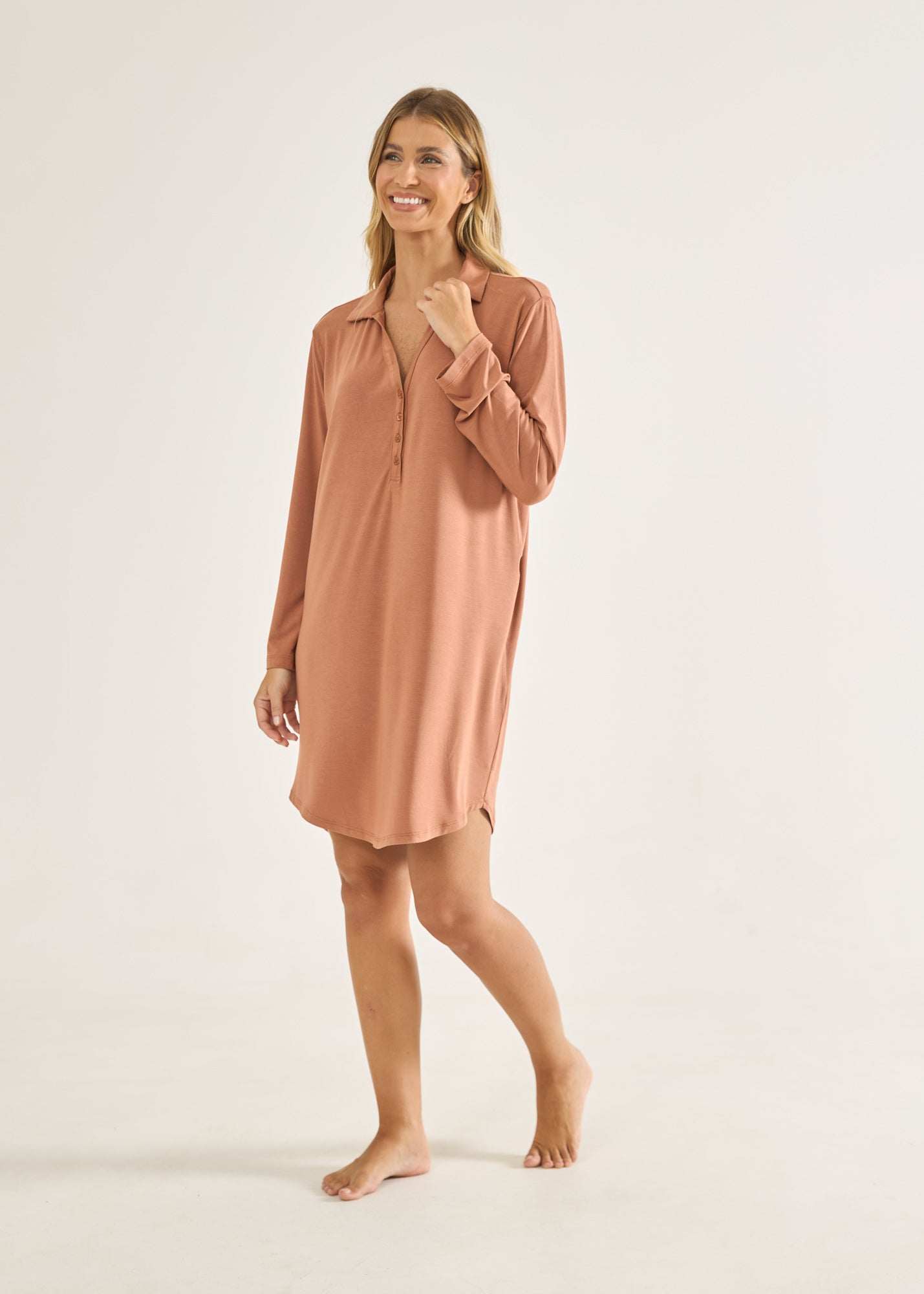 Camisola Mangas Longas Modal Marrom